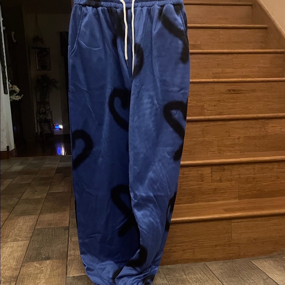 Blue and Black Patterned Sweatpants